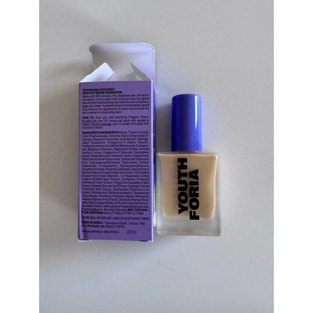 Youth Foria Skin Tint Serum Foundation Shade 260 Light Medium Neutral $48 Nib